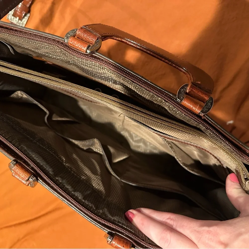 NWT Vintage Brighton Brown Croc Embossed Attaché Briefcase